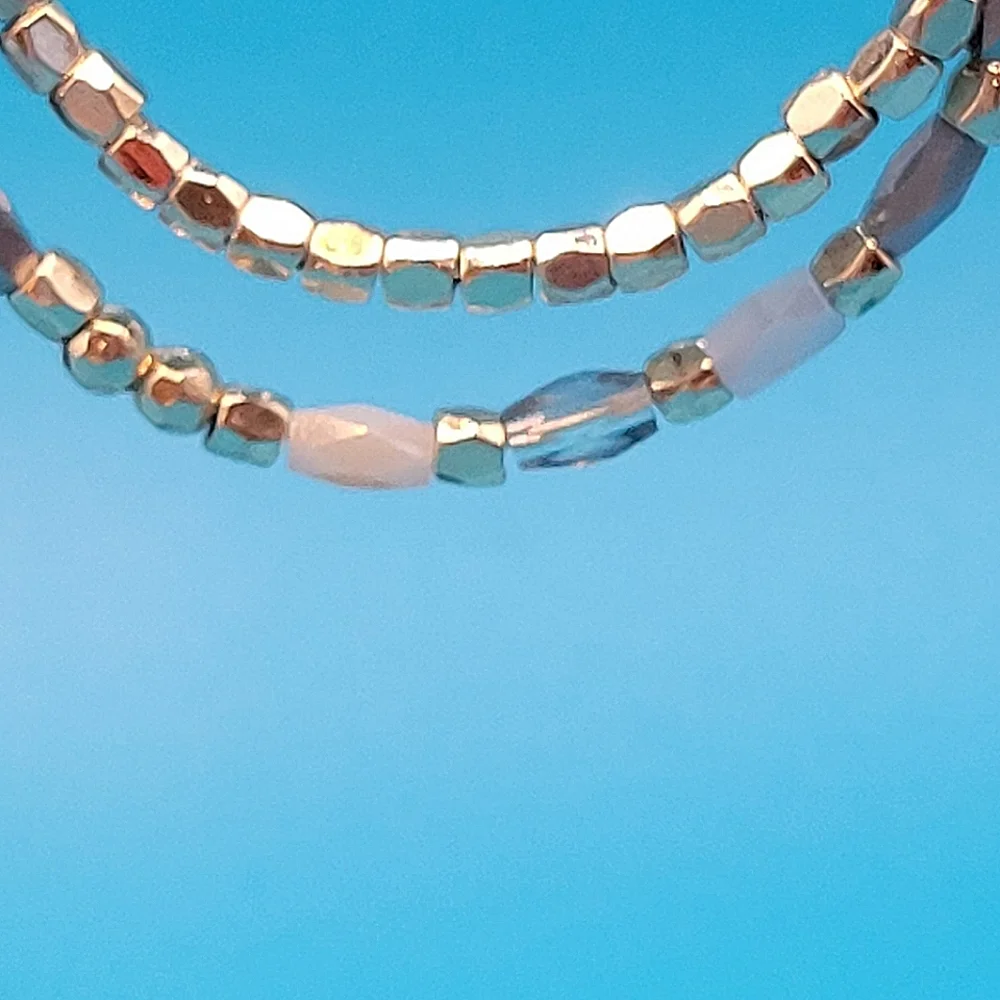 Vintage Hoop Earrings with Gold and Silver Beads. Very Boho. Lightweight. - Picture 4 of 6